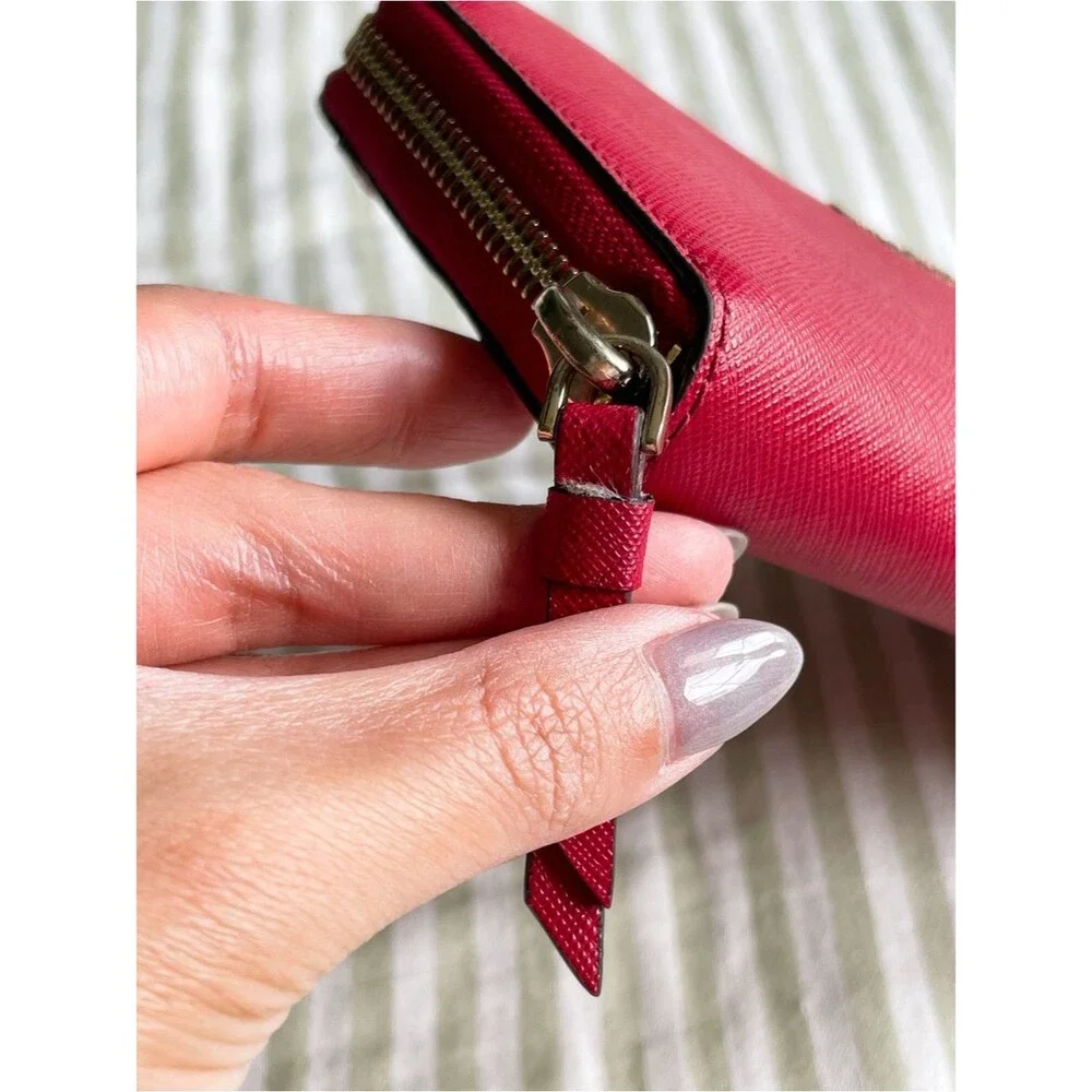 Kate Spade Cameron Large Zip Around Wallet Rosso Red Colorblock Accordion